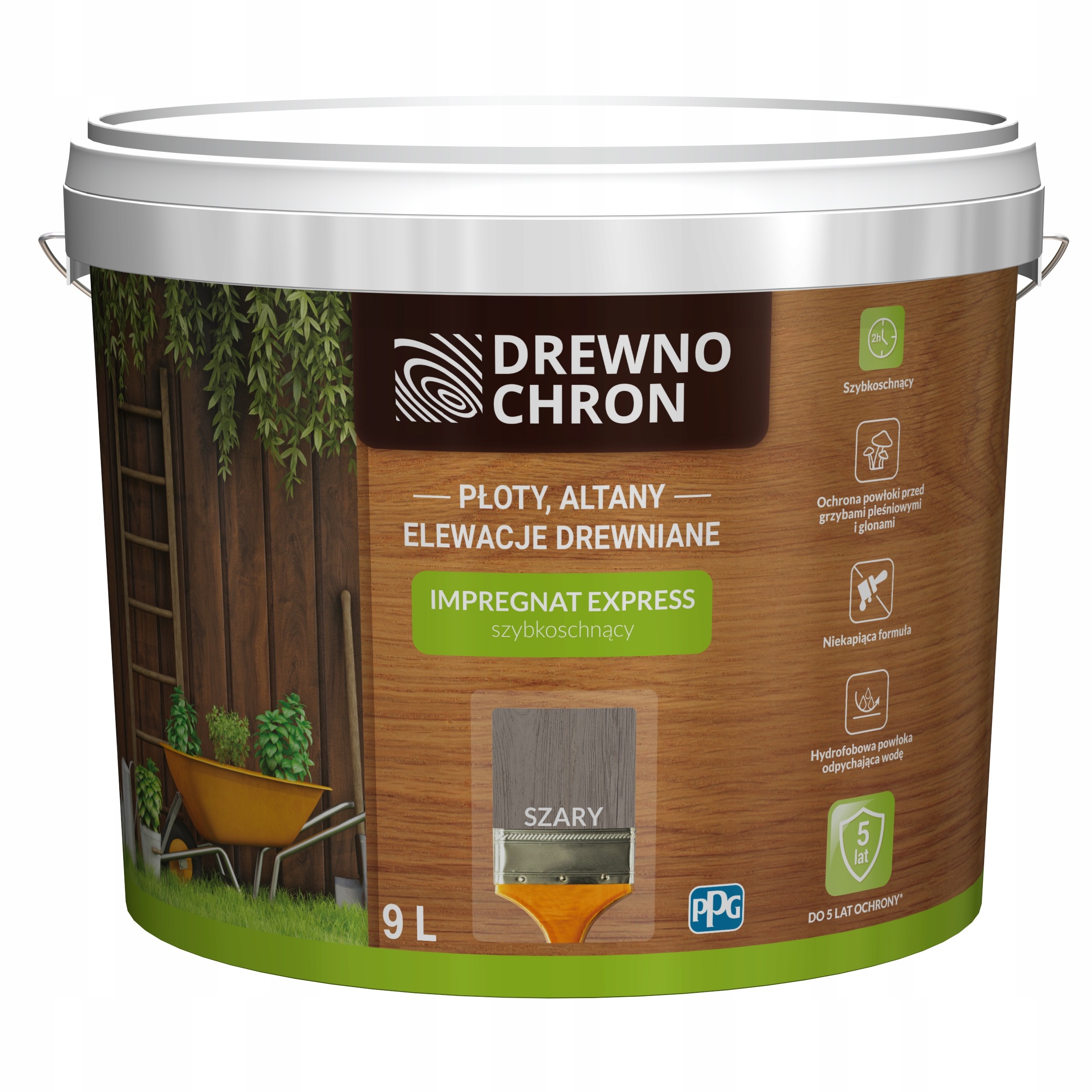 Drewnochron Impregnat Express Ogród 9l Szary