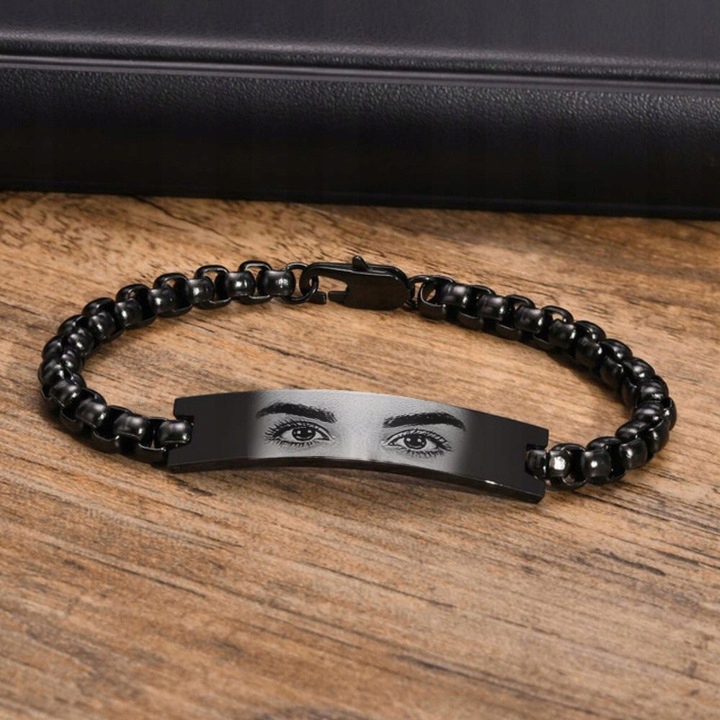 Bransoletka z OCZAMI dla Par Komplet z Twoim Zdjęciem 2 szt. Kolekcja dla Par, z Grawerem