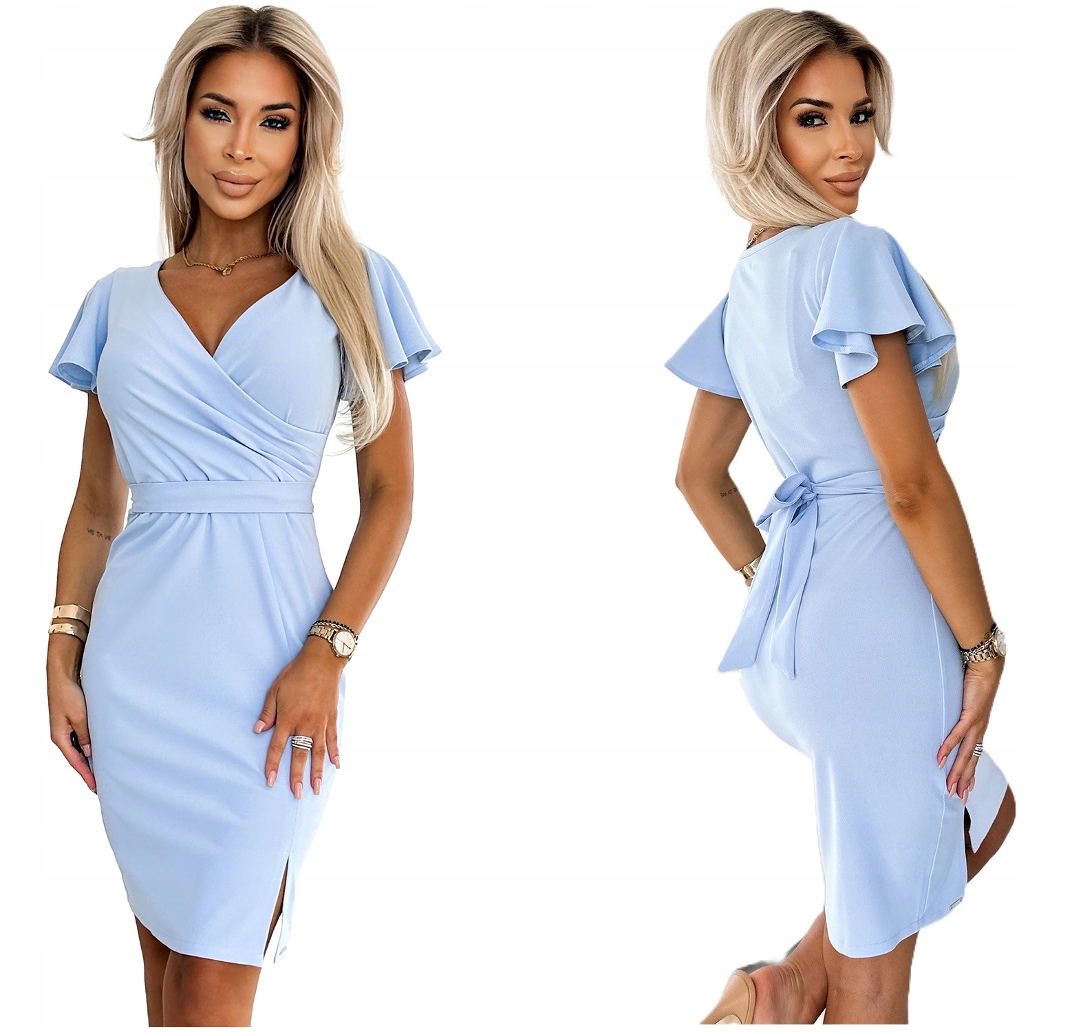 Fenoménní Ženské Šaty S Jemným Rozparkem, Modrá L