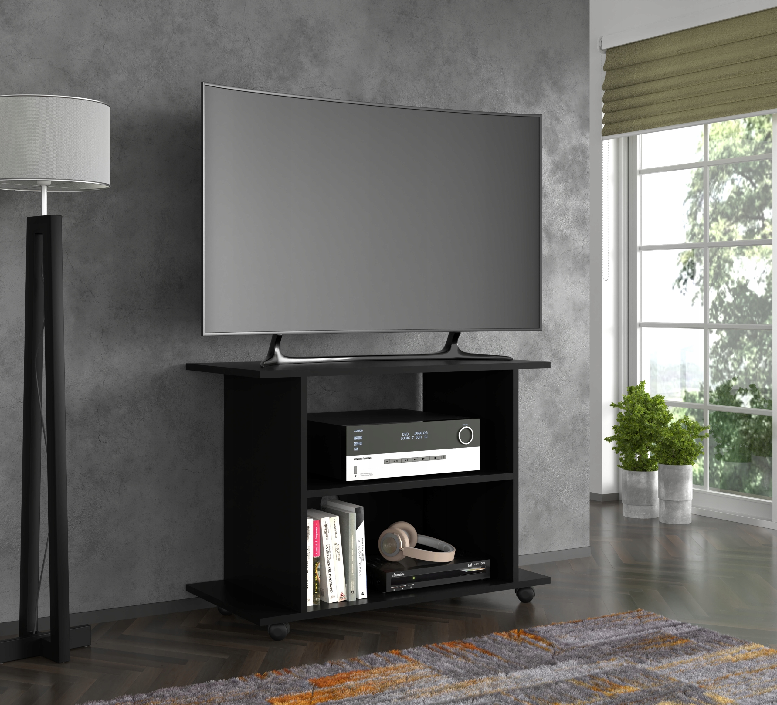 Stolik szafka RTV na kółkach YOGI 80 cm biały Głębokość mebla 40 cm