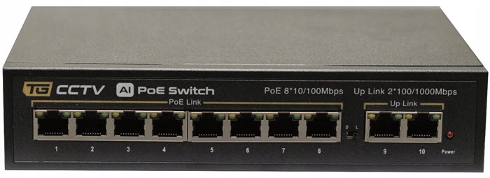 Switch PoE 8x port PoE 10/100 Mbps 2x Uplink 1Gb 96W Ai tryb Extend