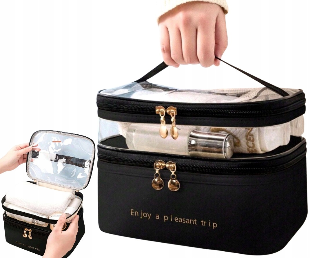 Kosmetyczka Torba PODRÓŻNA ORGANIZER czarna damska do bagażu przezroczysta Płeć kobieta