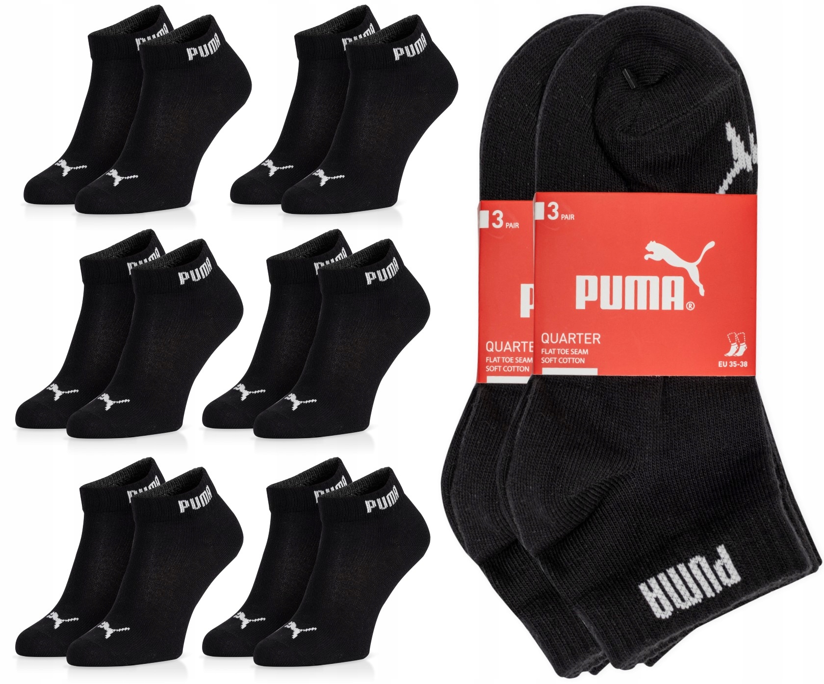 

Puma skarpety quarter zakostki 6 par 47/49 czarne