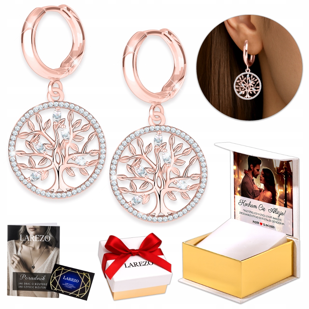 Náušnice Pozlacené 925 Kolečka Stromy Života Štěstí se Zirkony