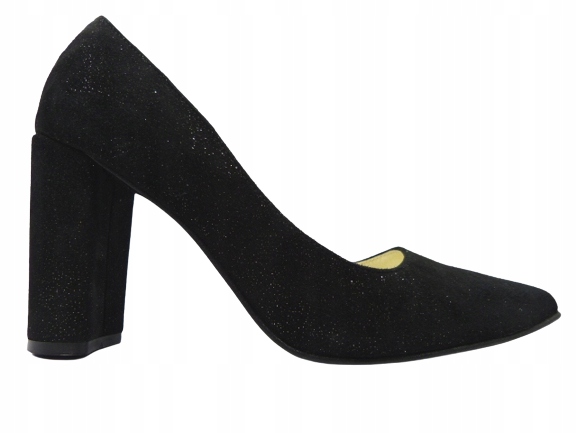 černé kožené lodičky na podpatku, pohodlné boty na podpatku Gopol 35