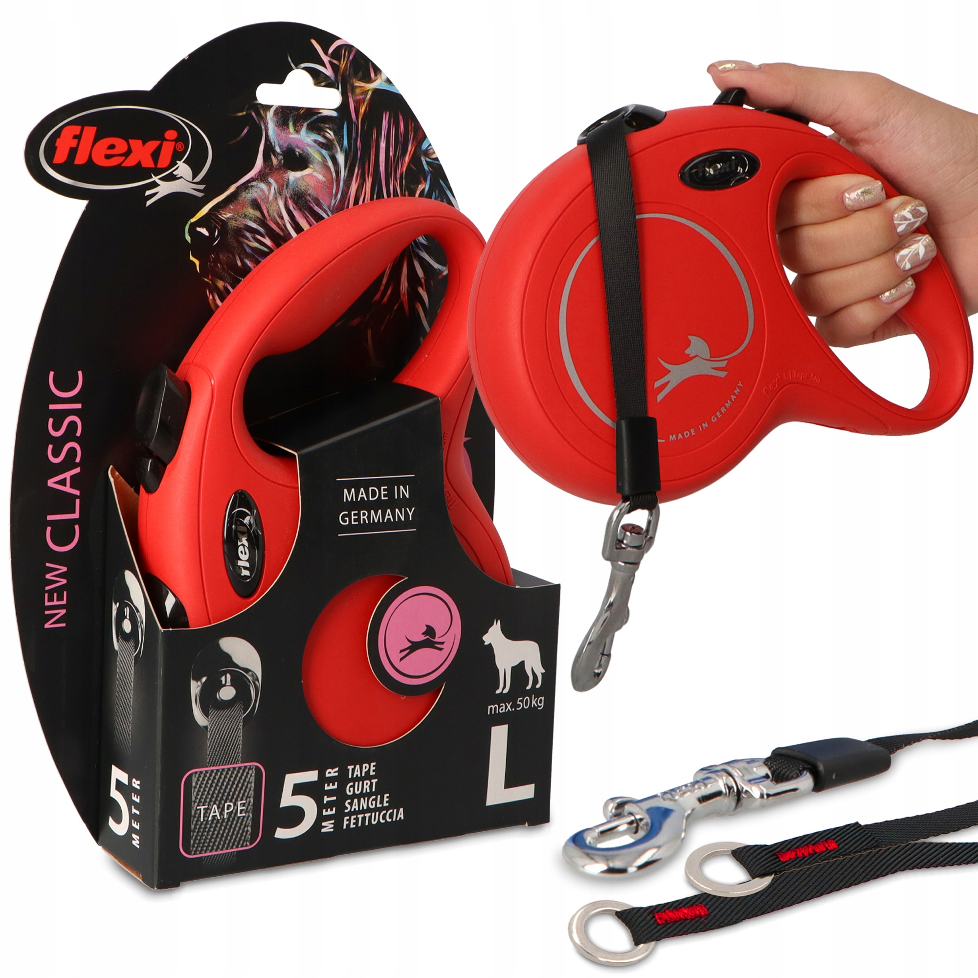 Levně Vodítko pro Psa Automatická Páska 5 m Svinovací Roztahovací Silná Dlouhá 50 kg 3O