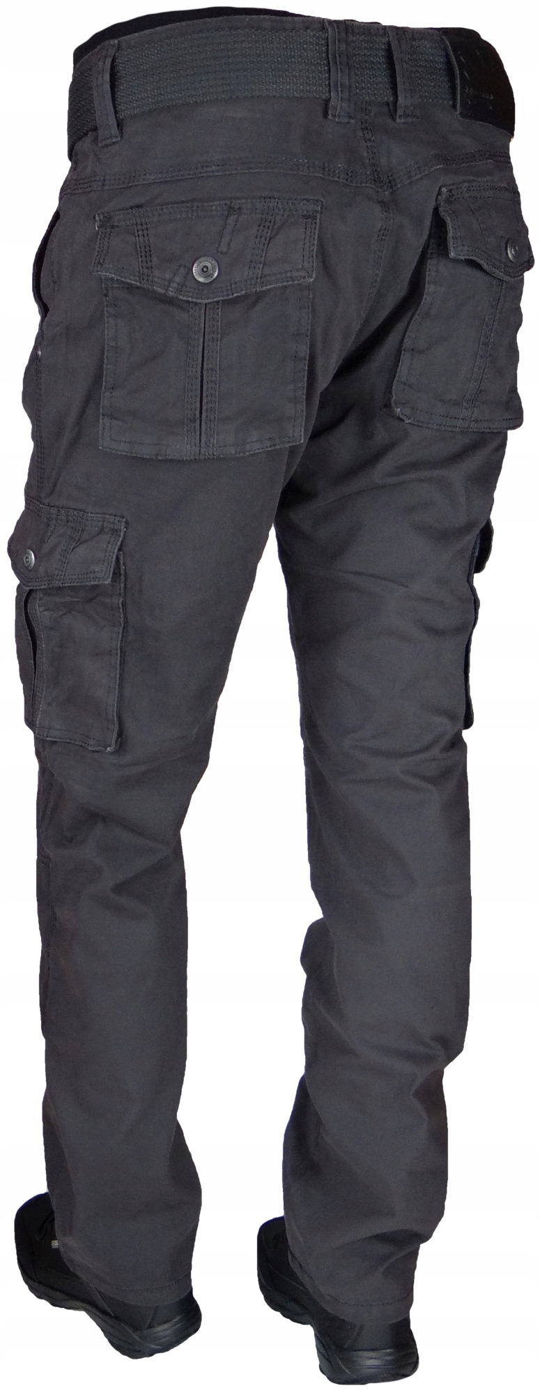 SPODNIE BOJÓWKI SZARE STRETCH z Paskiem Różne Rozmiary r. 40 IT/Th-7 Model Bojówki stretch kieszenie Szare Z PASKIEM Proste