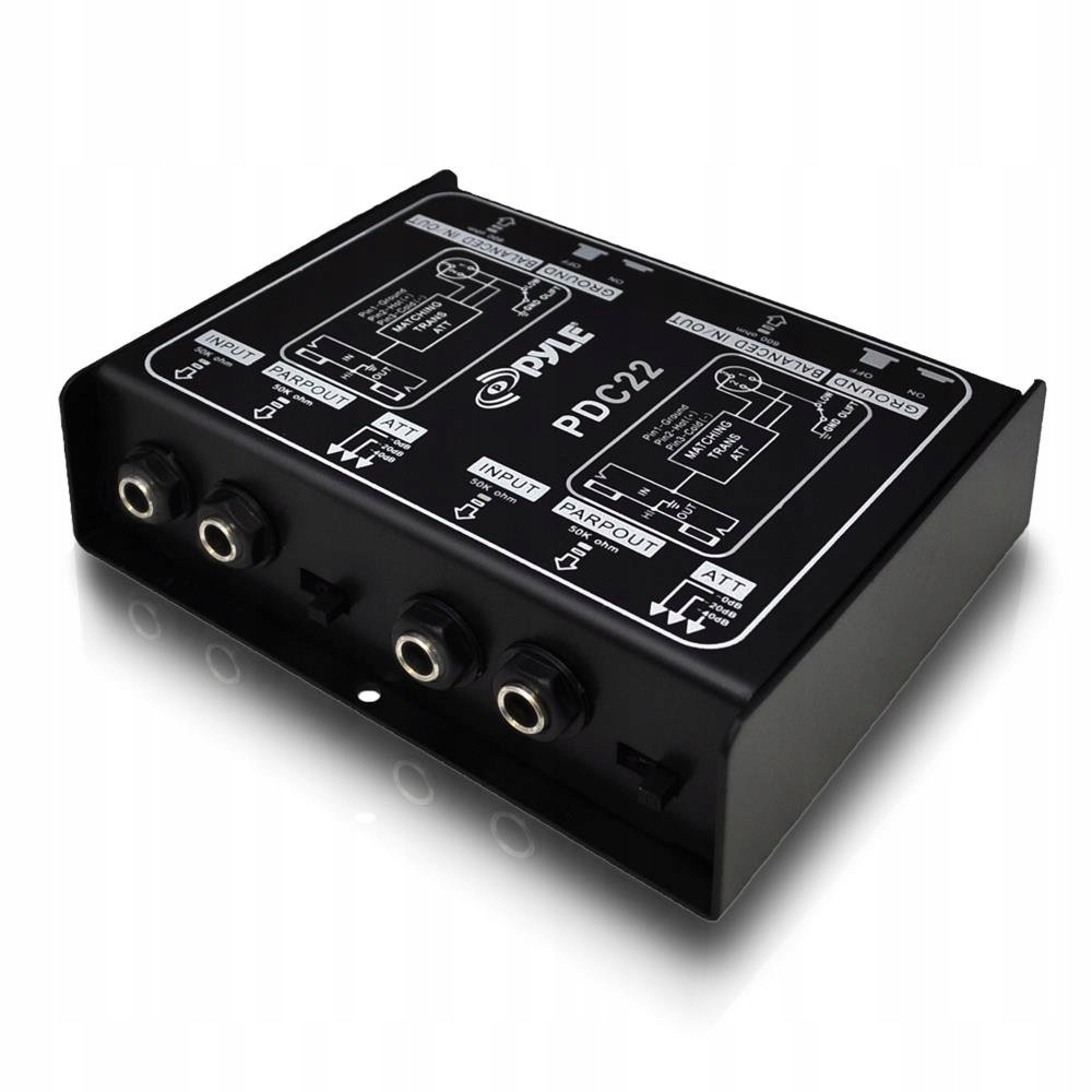 Pyle Passive DI Box převodník 6,35 mm na Xlr audio rozhraní pro kytaru