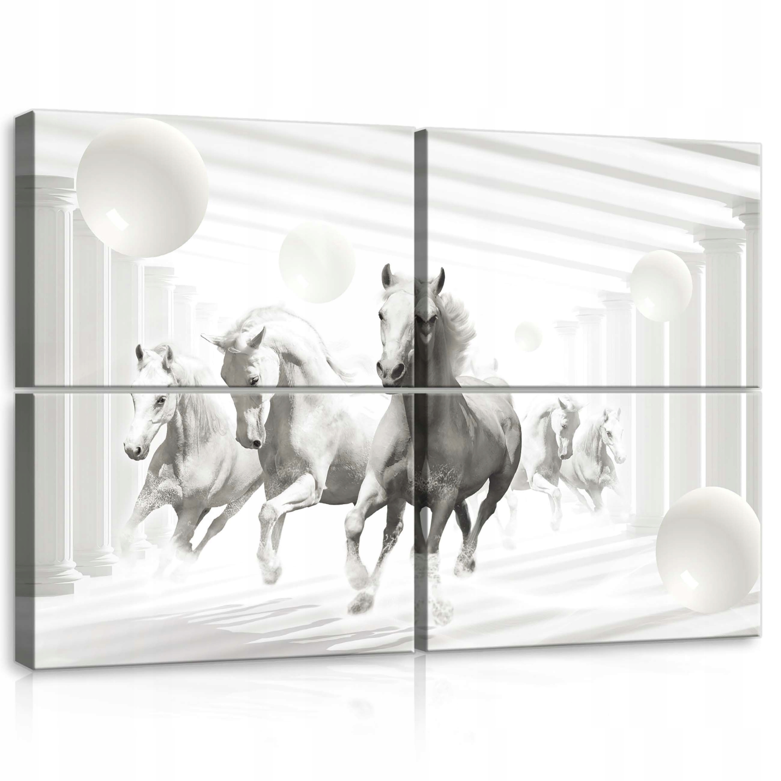Obraz 120x80 Bílí koně cval pohyb svoboda grácie čistota světlo