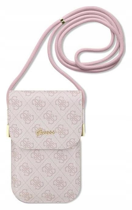 Taška na rameno Guess 4G Metal Script Logo, růžová, na telefon, dokumenty
