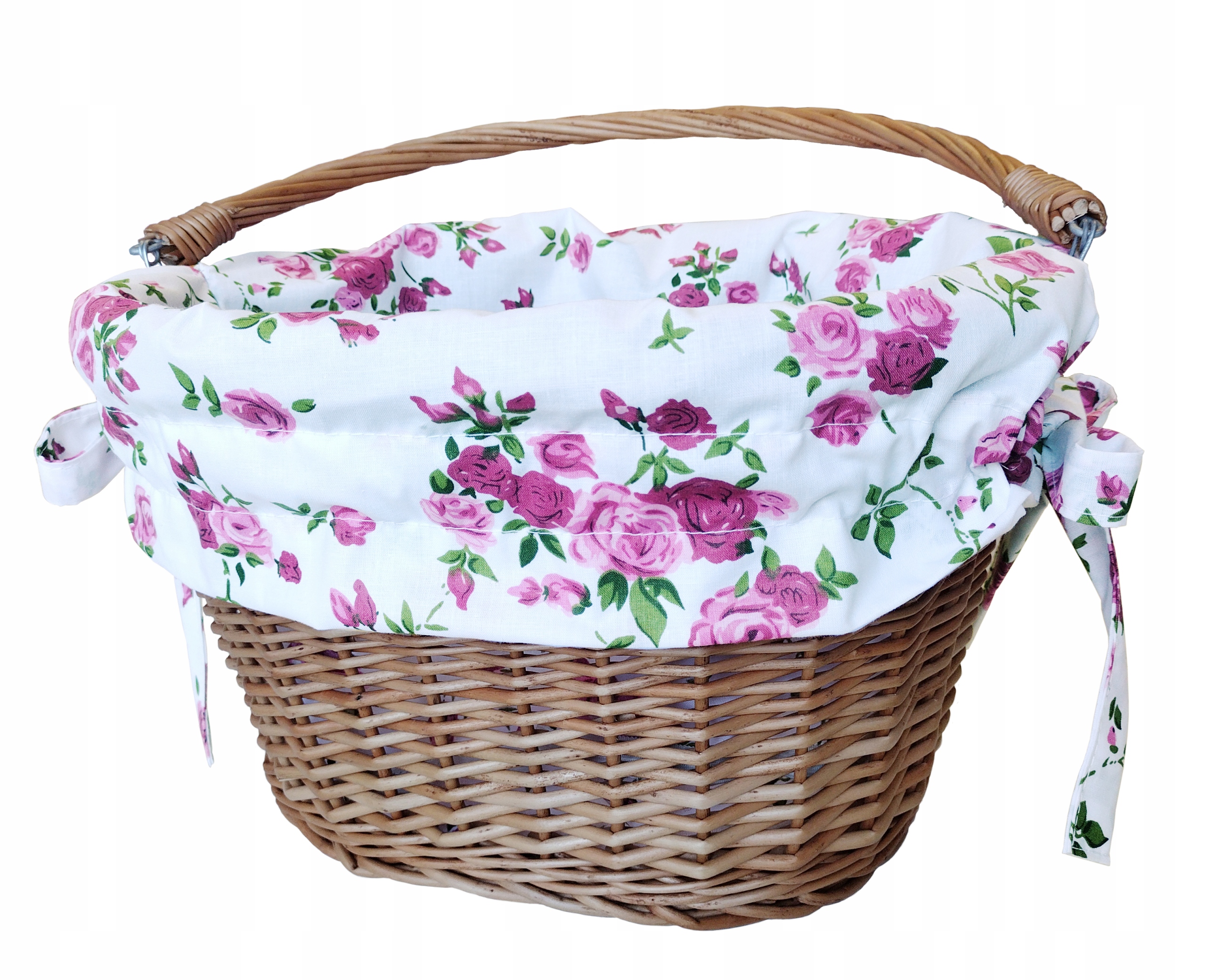 Koszyk na rower wiklinowy kosz na kierownicę z uchwytem wkład Jackmar