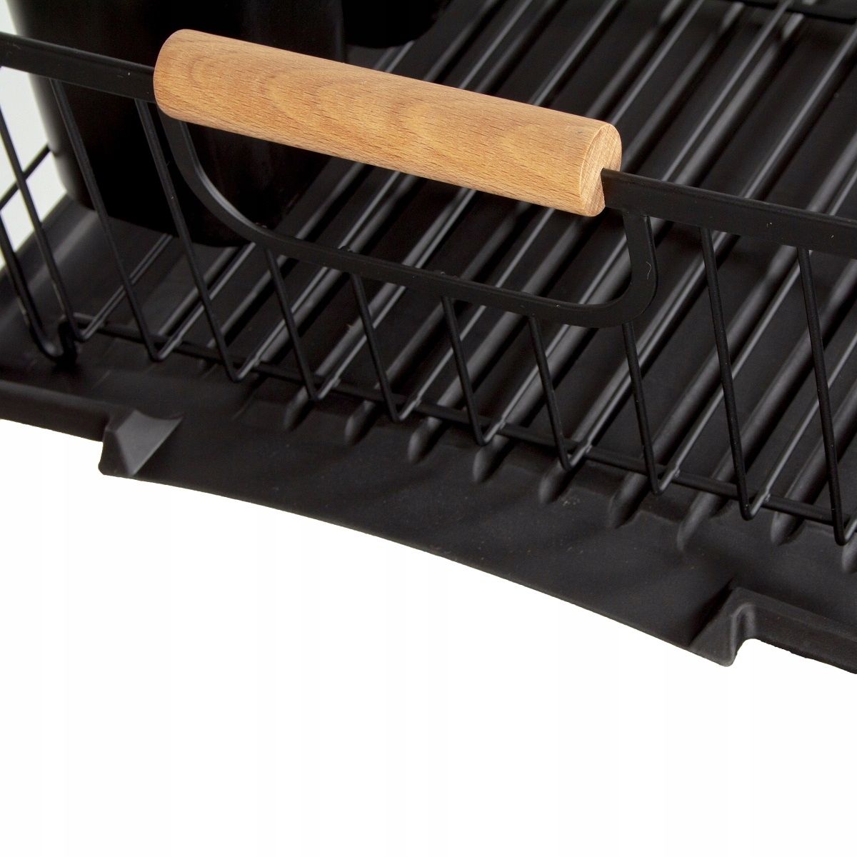 SUSZARKA OCIEKACZ DO NACZYŃ DREWNIANE RĄCZKI CZARNA 43,5x39,4x12CM Stan opakowania oryginalne