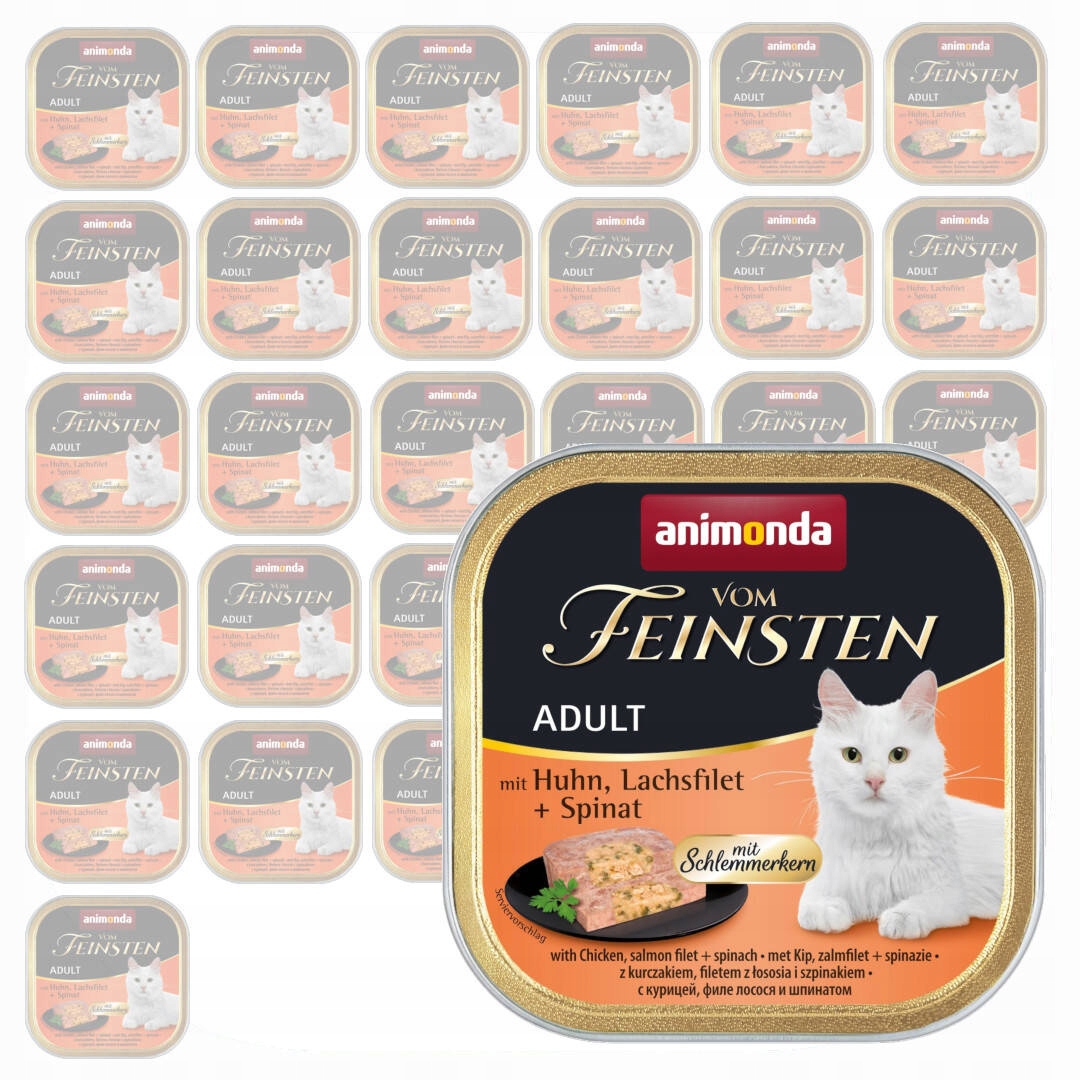 Animonda Vom Feinsten 32x100g mokré krmivo pro kočky Kuřecí losos Špenát
