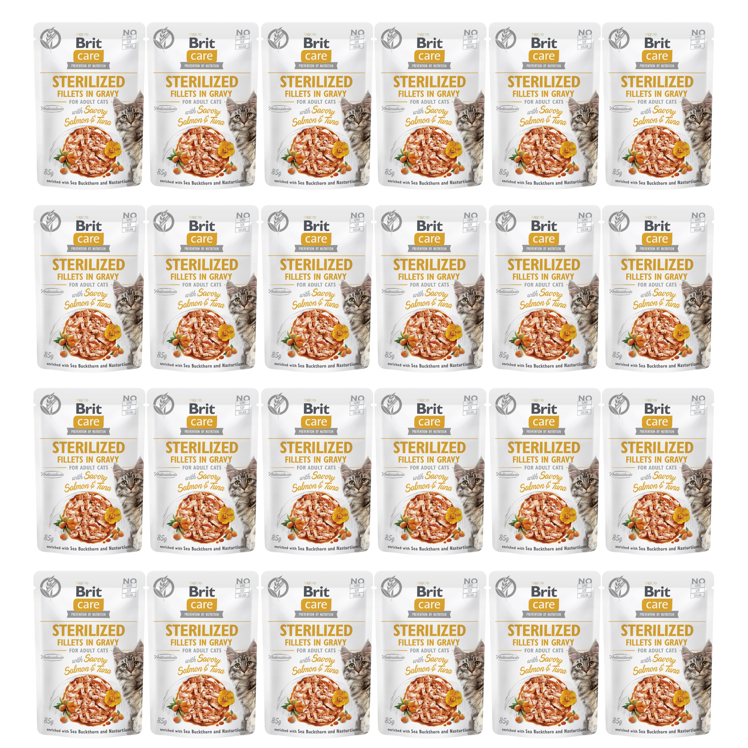 Levně Brit Care Sterilized krmivo fillets gravy losos tuňák 24 x 85 g