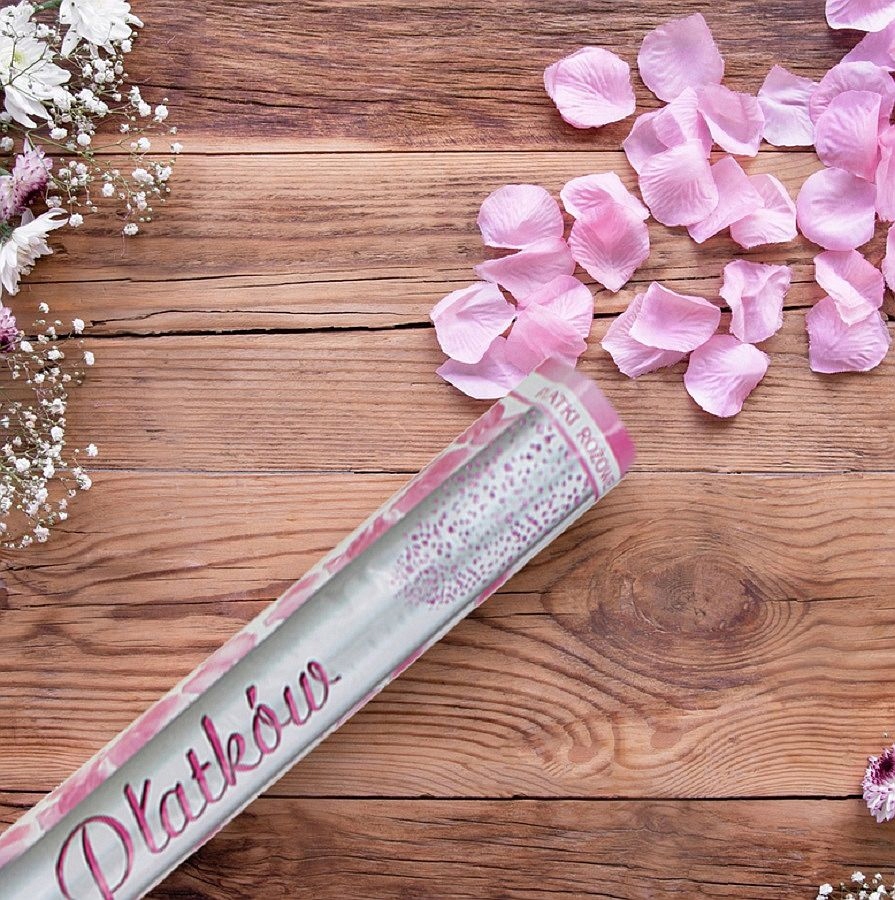 WYSTRZAŁOWE KONFETTI PŁATKI RÓŻ na ŚLUB 80cm x4 Odcień blady róż