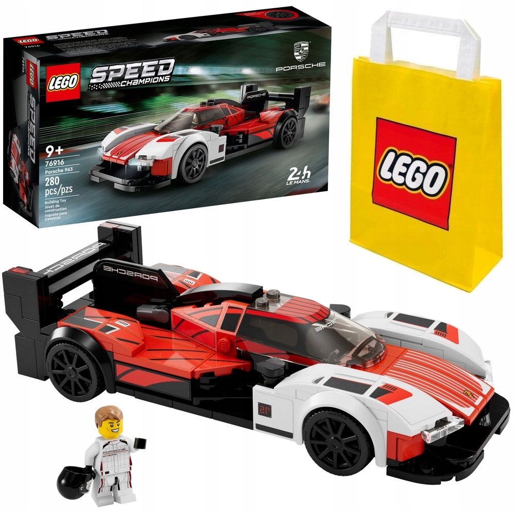 LEGO SPEED CHAMPIONS 76916 - Replika Model Samochód PORSCHE 963 + TORBA ...