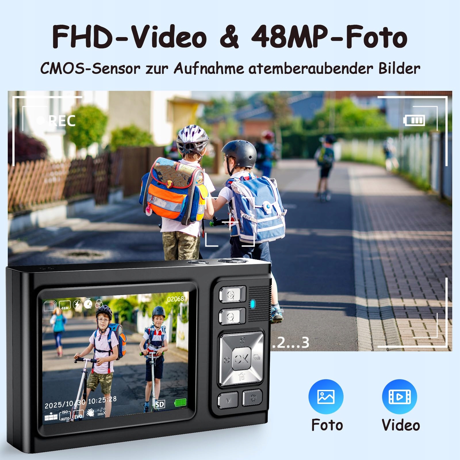 JDZ Kamera Cyfrowa 4K 16X Zoom 32GB Dla Dzieci i Nastolatków Czarna — miniatura 2