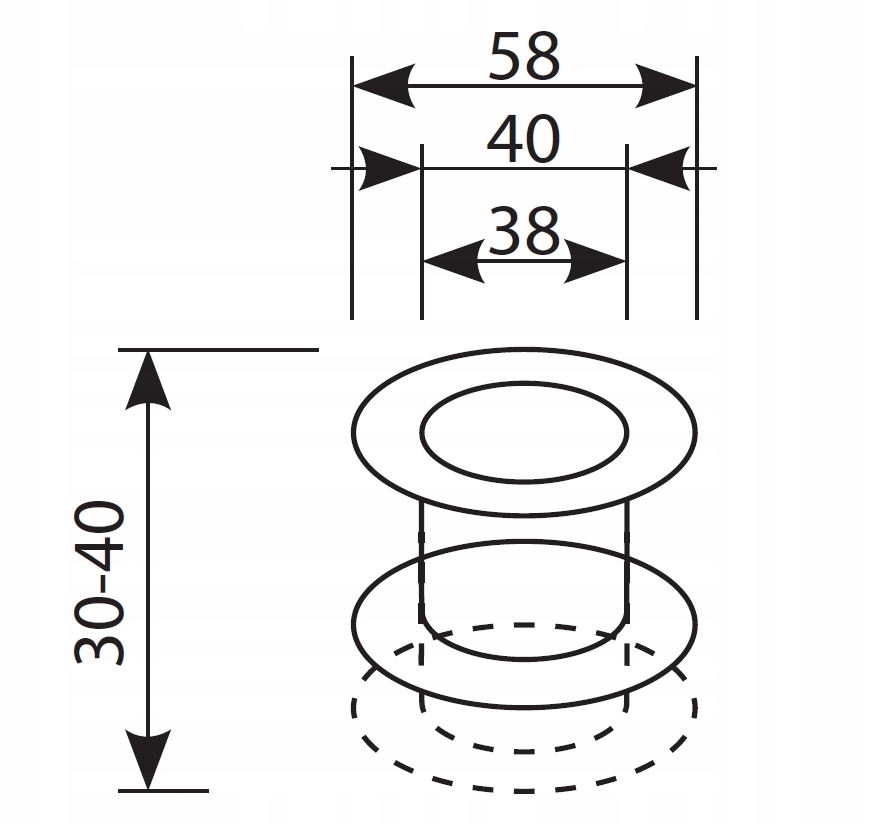 Tuleja wentylacyjna SS /fi40/ 30-40 M3 kpl Marka Domino