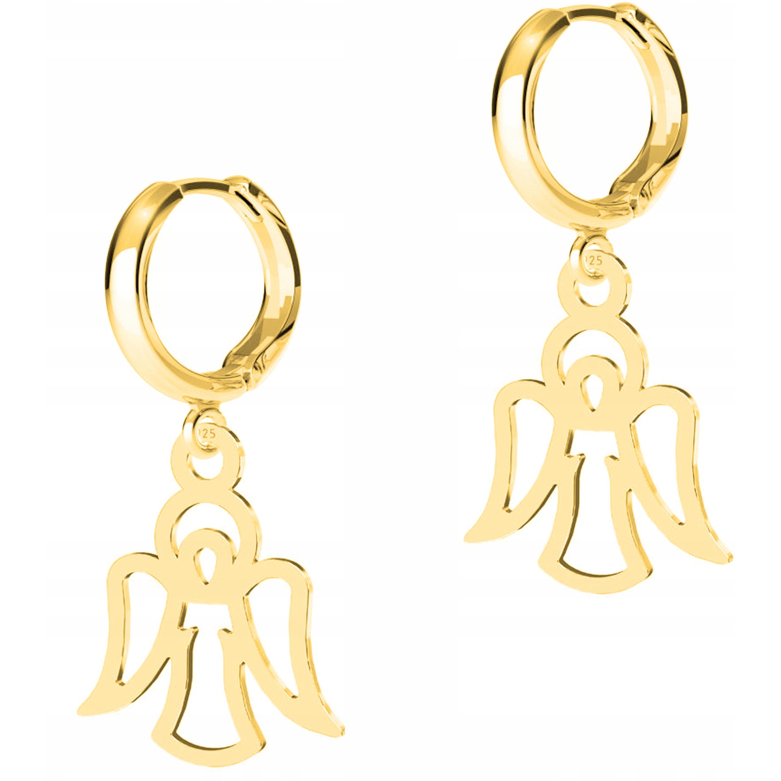 Zlaté Náušnice Plechy s anděly Andělé Stříbro 925