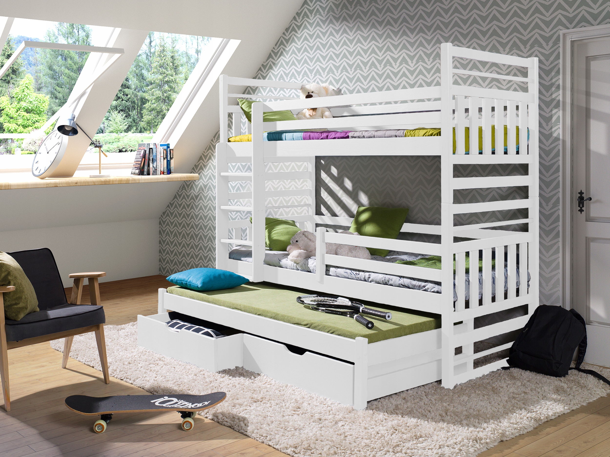 Łóżko piętrowe 80x180 HIPOLIT + 3 materace Marka MebleHOT