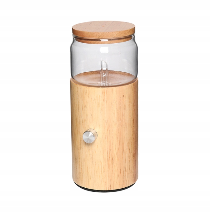 Nebulizator do Aromaterapii Szklany Dyfuzor Drewno Bukowe Cichy Led