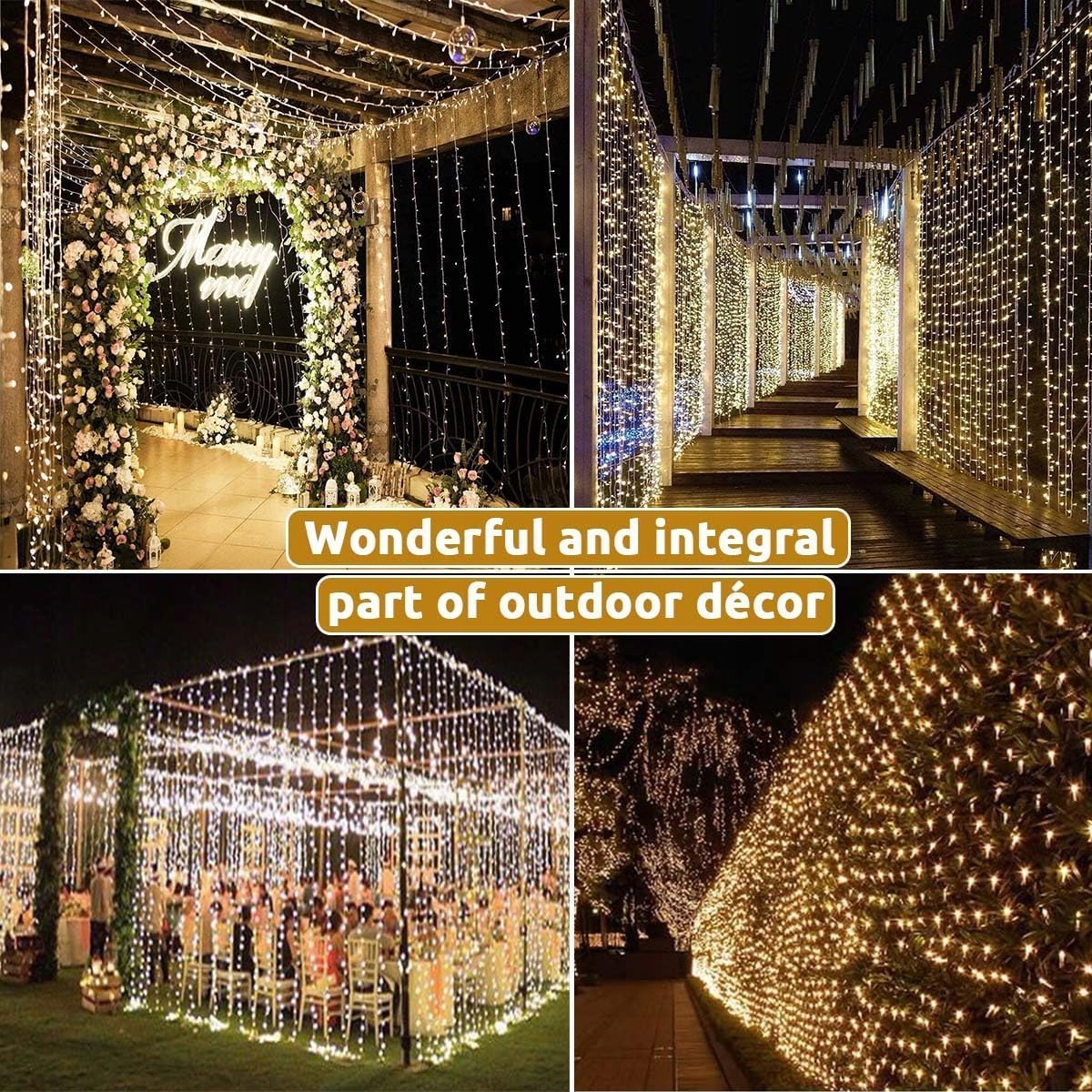 DEKOFUN Kurtyna Świetlna Girlanda Wodoodporna Ozdobne Lampki 300 LED 3x3m — miniatura 4