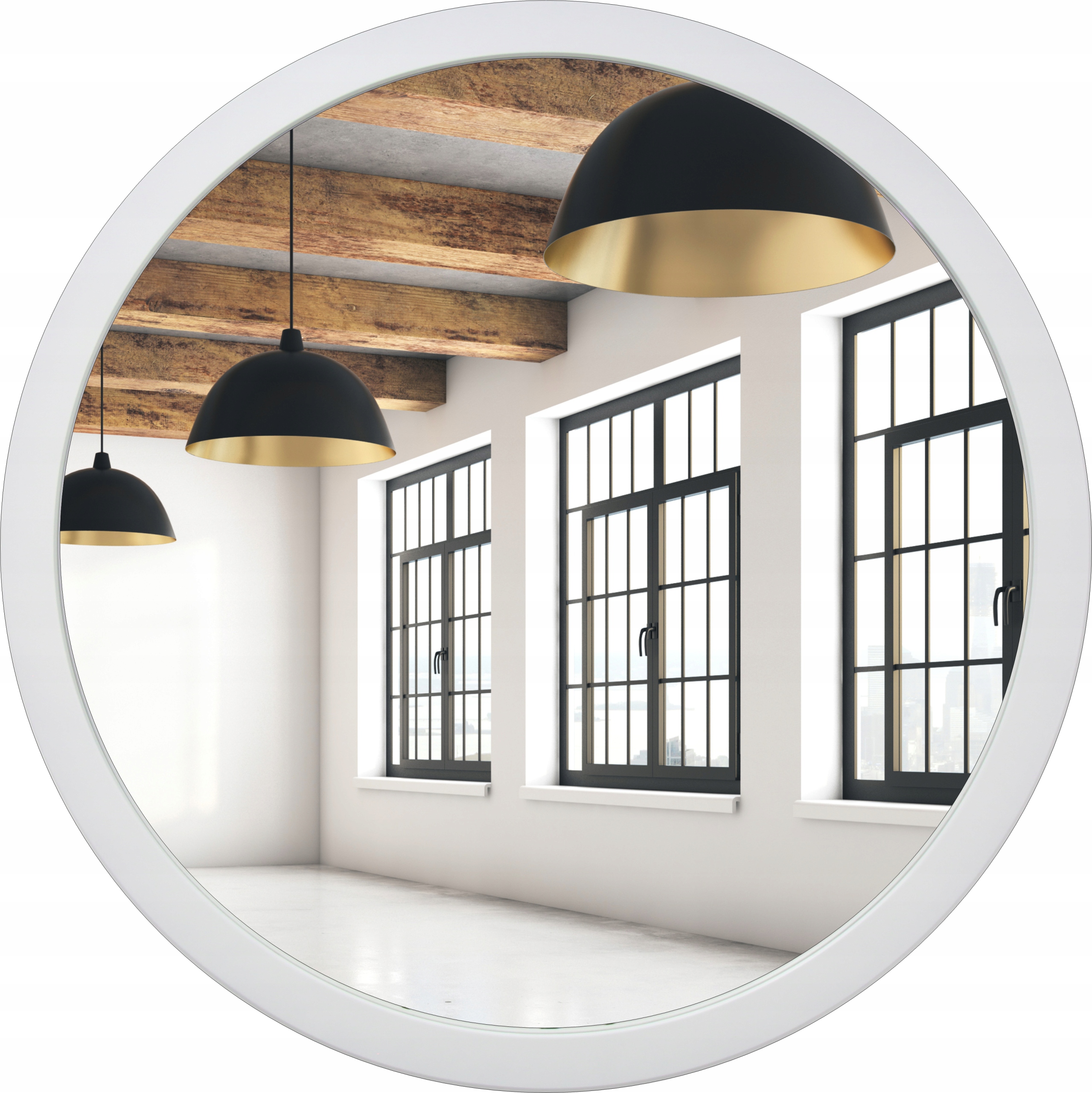 

Lustro Okrągłe Loft Białe 60 CM Rama 4 CM