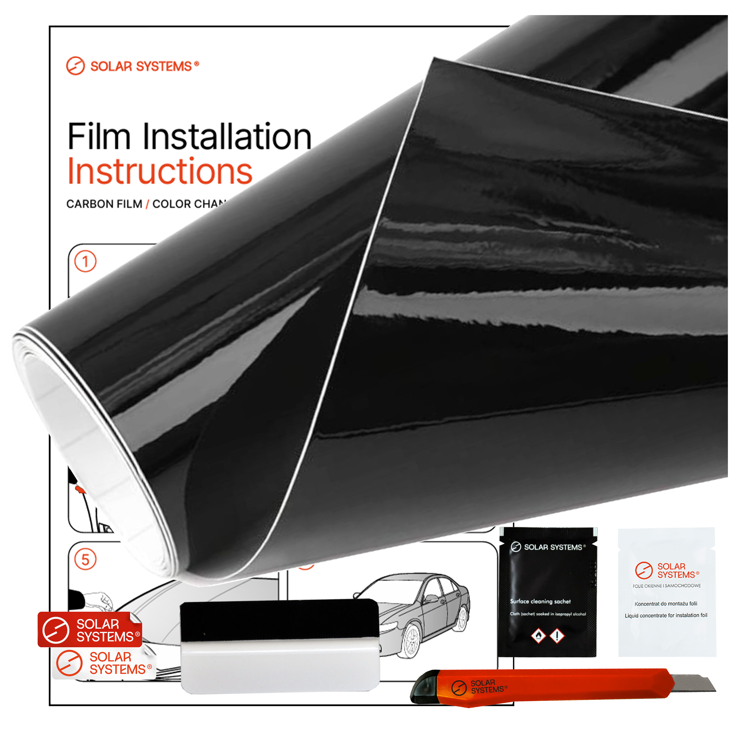 Fólie Automobilová Dýha do auta Změna barvy Černý Lesk 152x300 cm