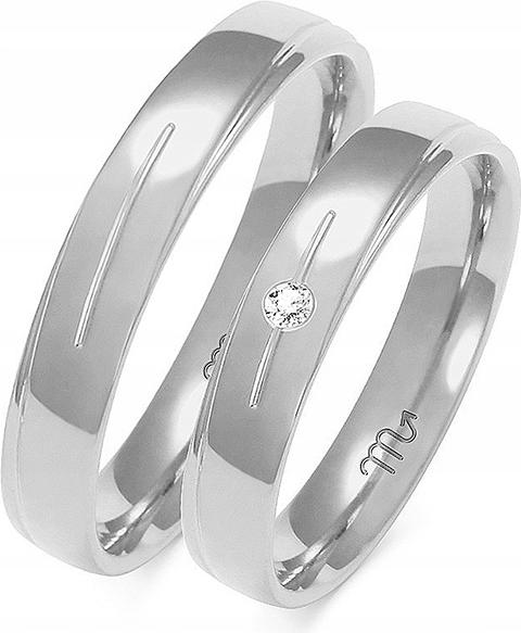 Snubní prsten z bílého zlata 14K 585 pro svatba vel. 19 , nadčasový, s gravírováním