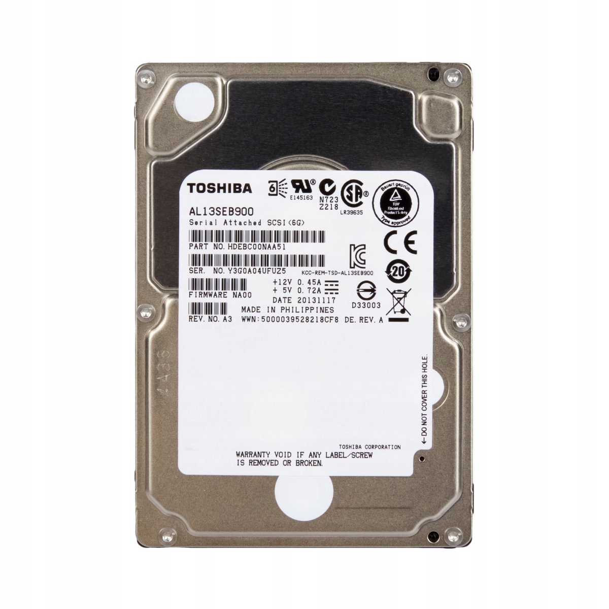

Toshiba 900MB 10500RPM 64MB SAS-2 2.5'' AL13SEB900