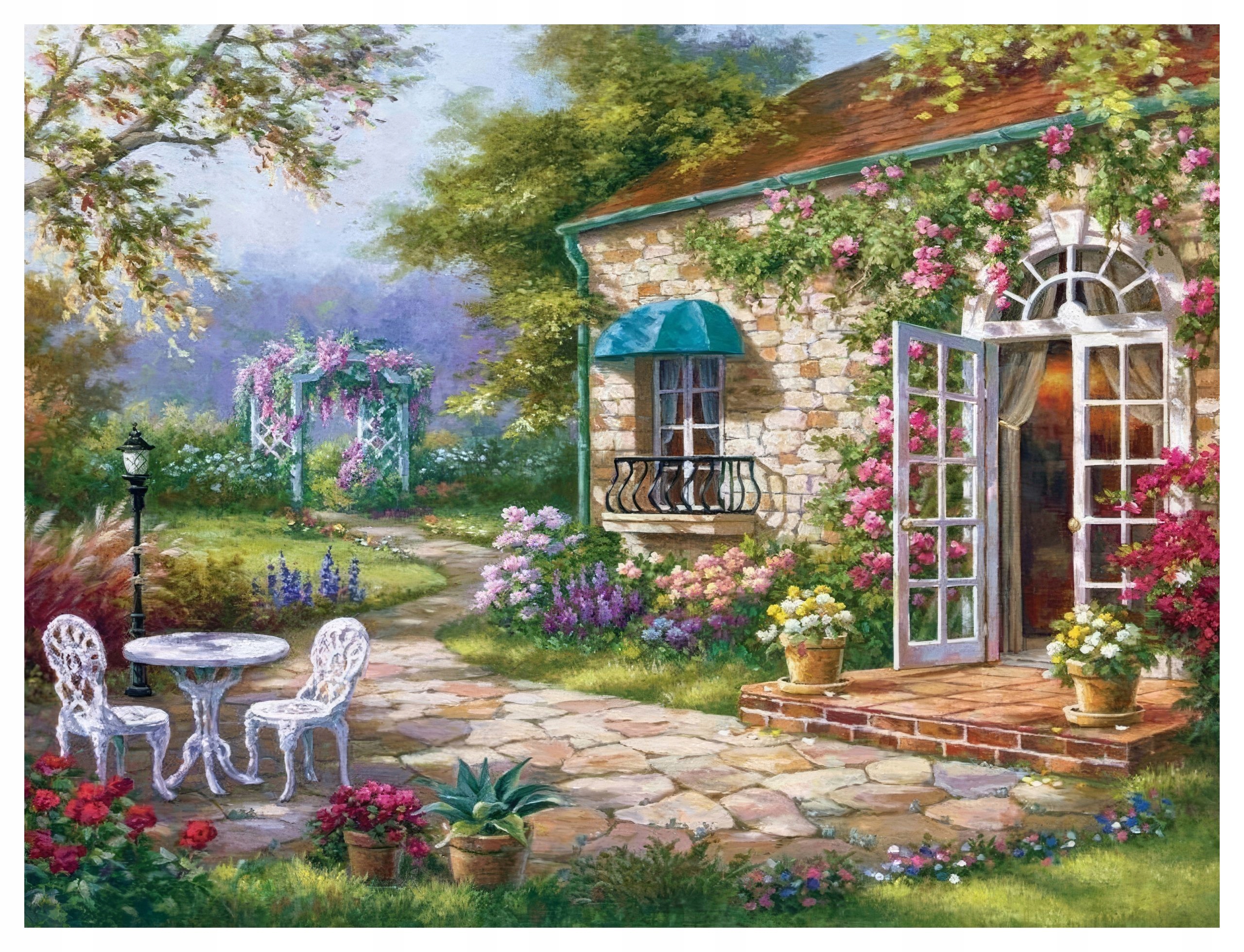 Diamantová Výšivka Diamond Painting Mozaika Květinová Veranda 45x58 Sada 5D