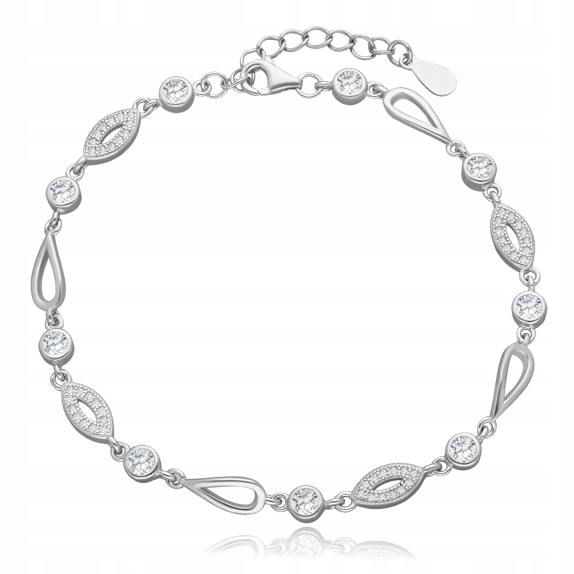 Dámský Stříbrný Náramek S Rhodiem A Zirkony