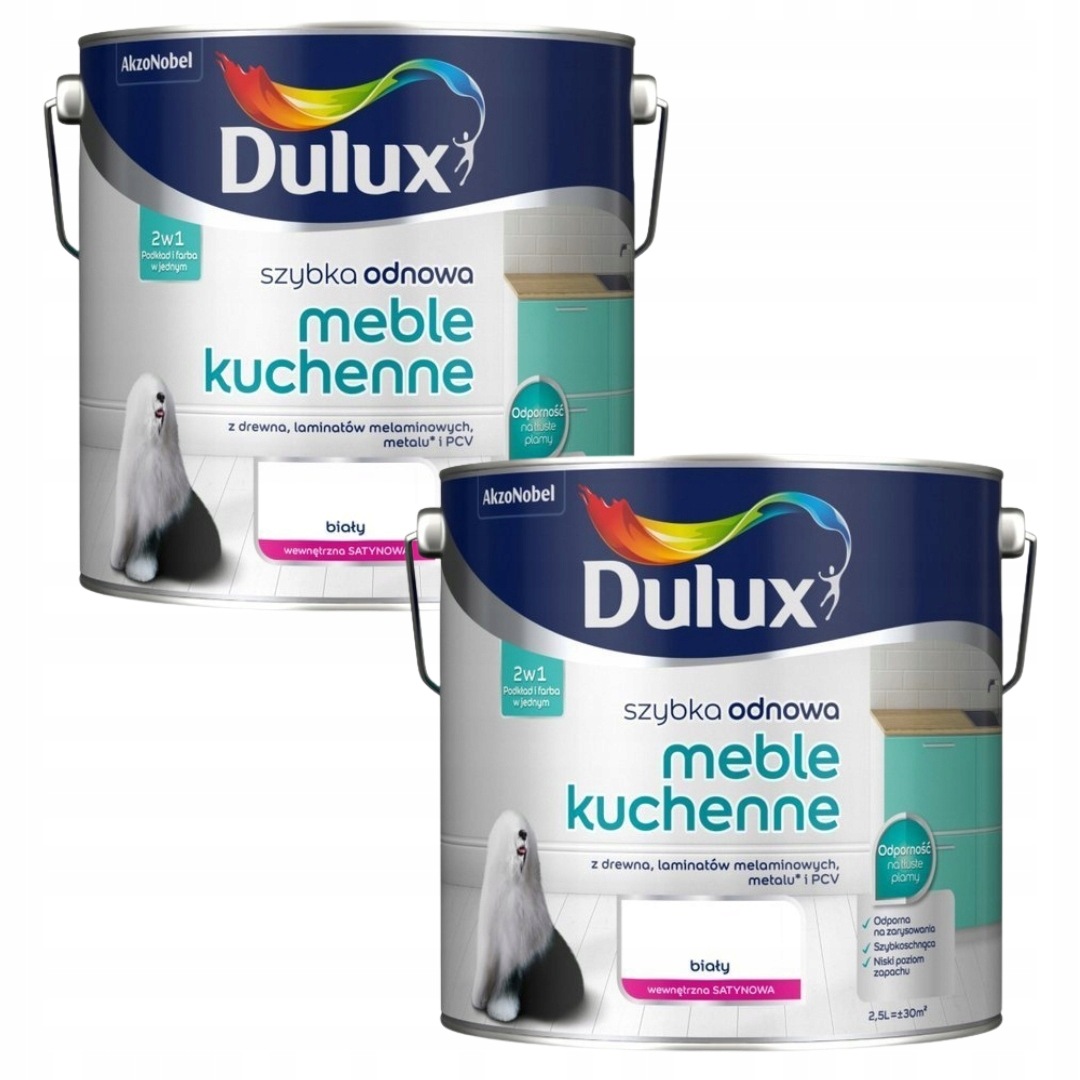 Set Dulux Rychlá Obnova 2x2,5L Kuchyňský Nábytek Barva Bílá 5L