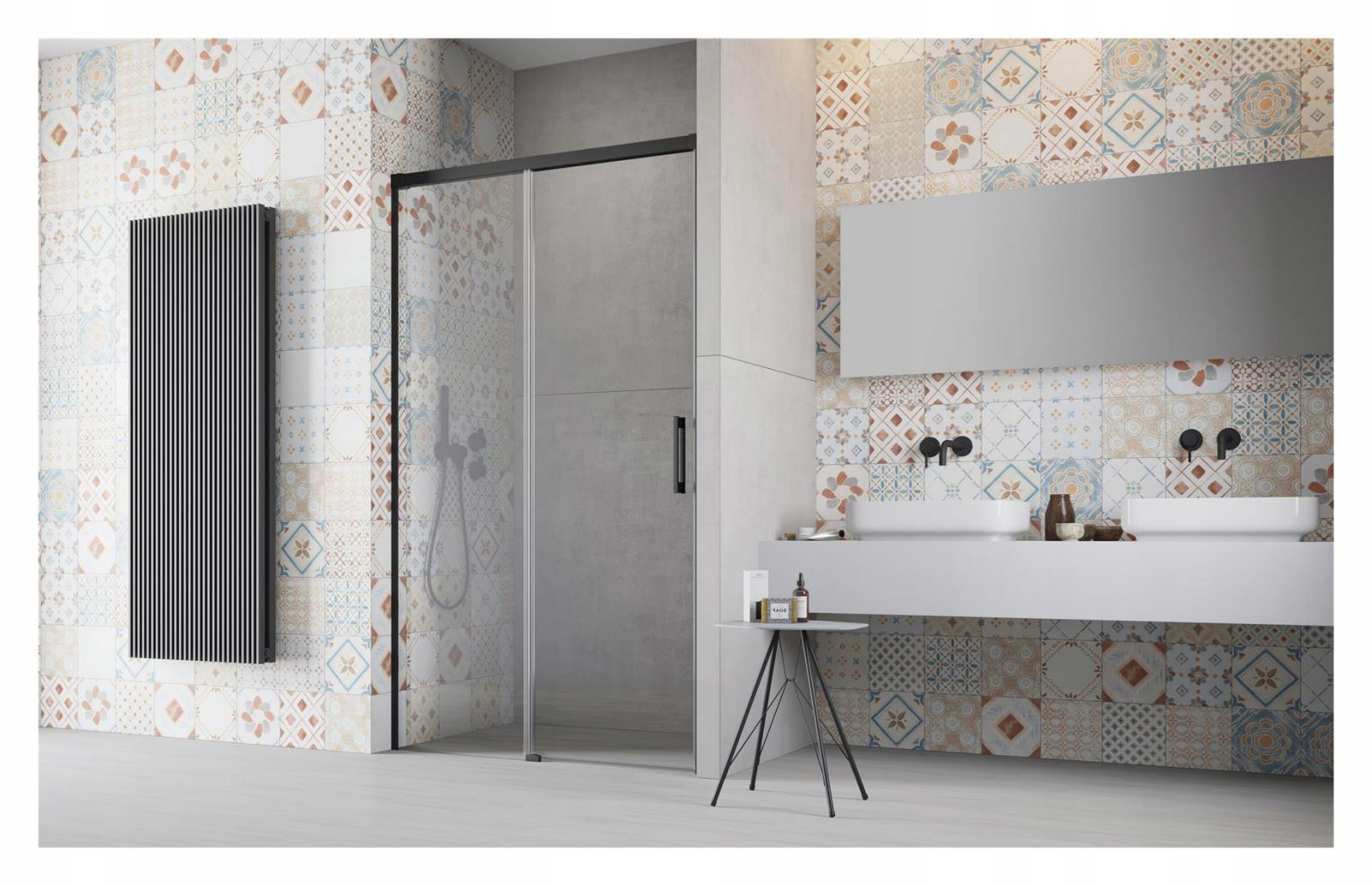 Drzwi wnękowe prysznic Idea Black DWJ 160 L grafit Wysokość produktu 200.5 cm