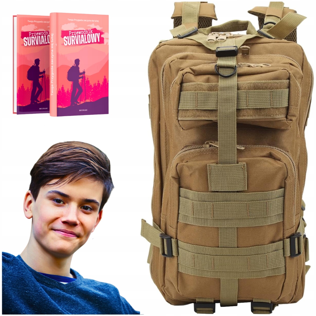 Taktyczny Survivalowy Brązowy Plecak Wielofunkcyjny 4 Kieszenie