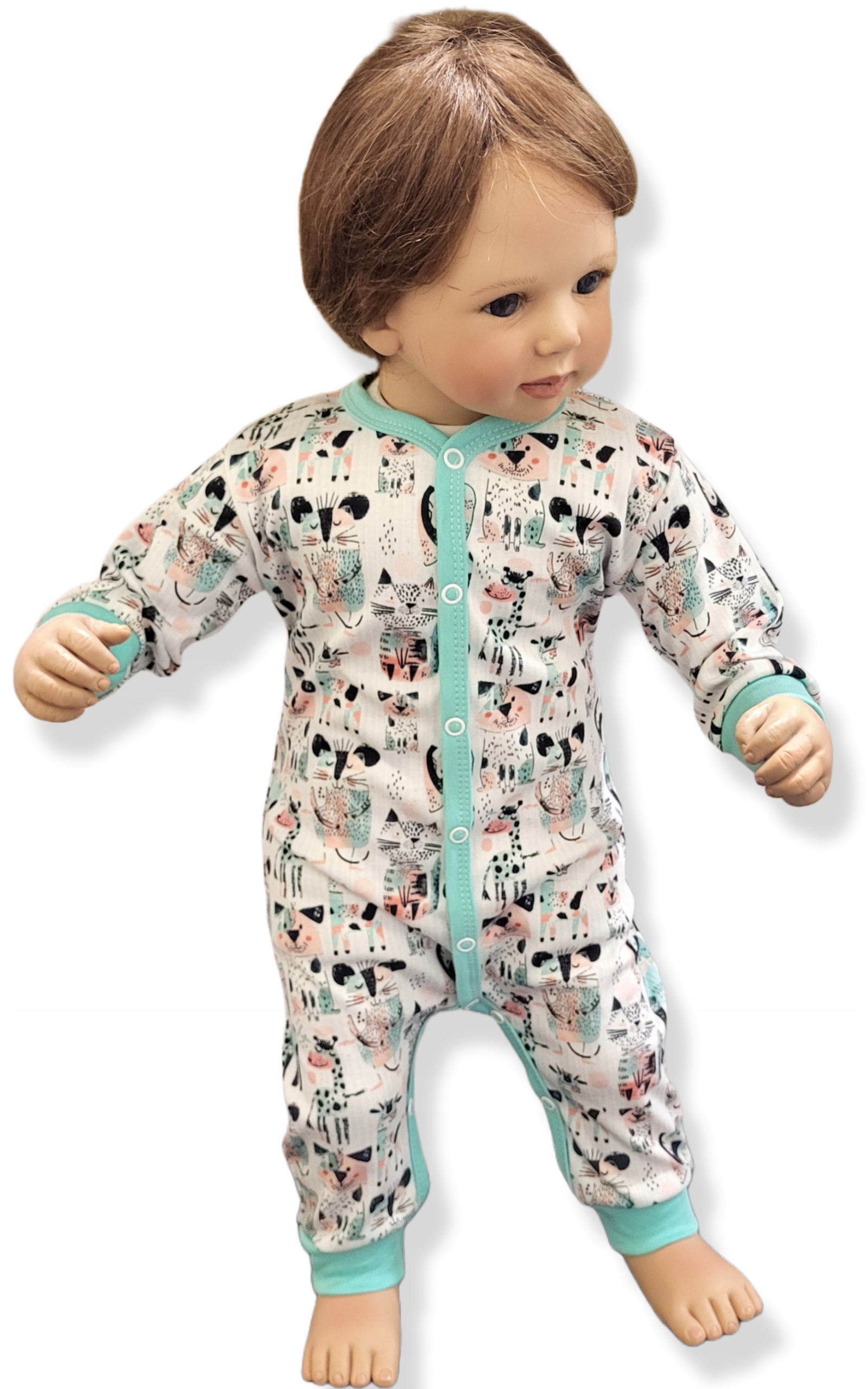 RAMPERS 68 ROZPINANY pajac PAJACYK bez stópek PIŻAMA rampersy w ZWIERZAKI Rozmiar 68