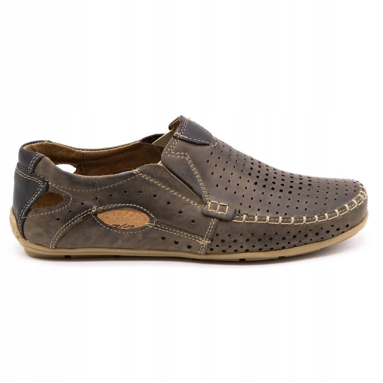 Pánské kožené mokasíny na léto Polské 901 hnědé 41