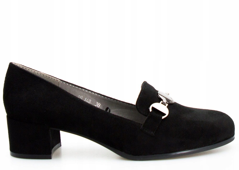 

Czarne Półbuty Czółenka Na Klocku Zamsz Polskie 39