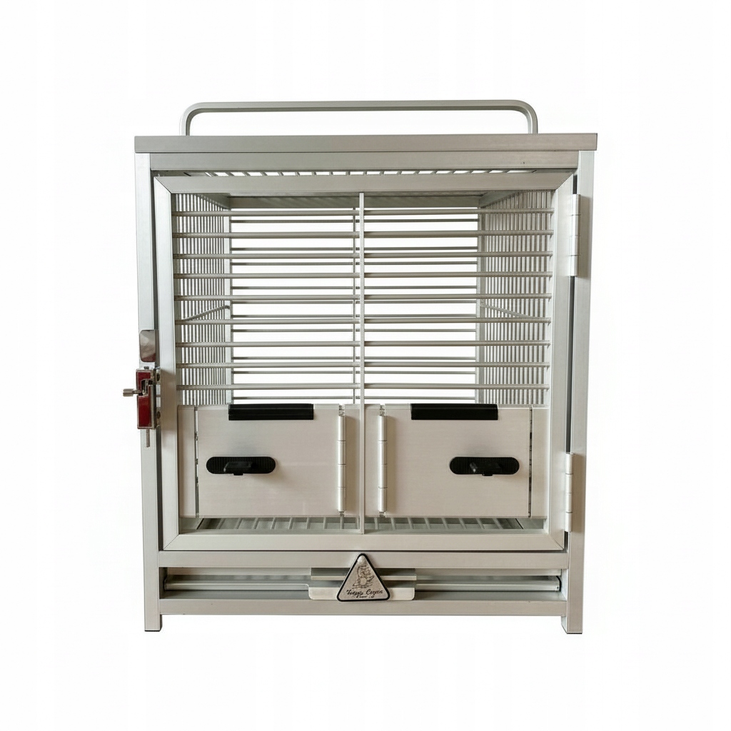 TC01 silver Přepravní klec pro papoušky z velmi tvrdého hliníku 41x47x46 cm