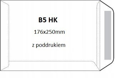 

Koperta B5 biała Hk 176x250mm z poddrukiem 50szt.