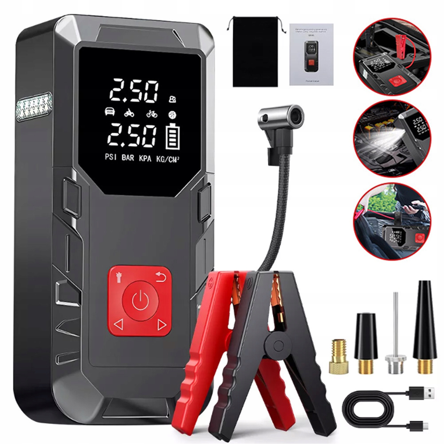 Startovací zařízení Jump Starter Booster Usměrňovač Startér Powerbanka