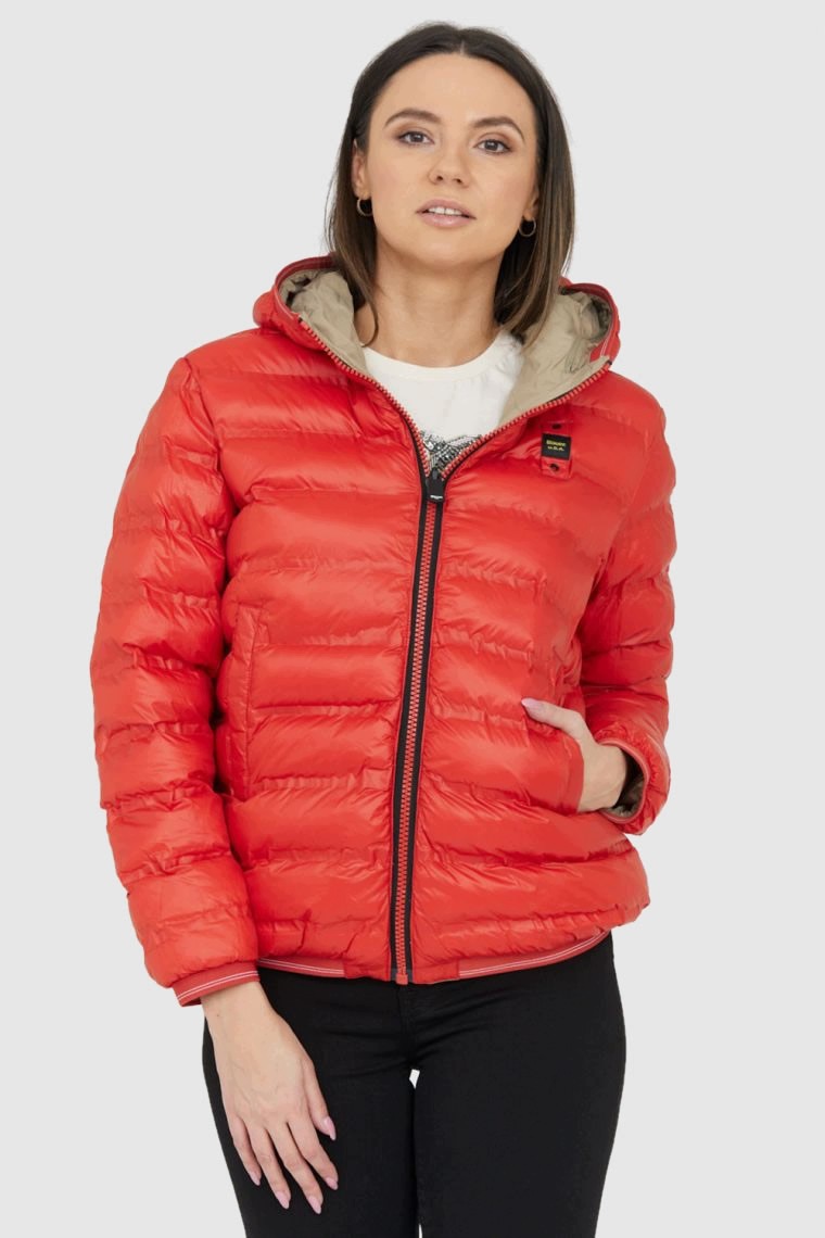 Blauer Pomarańczowo-beżowa damska dwustronna kurtka Stella reversible down