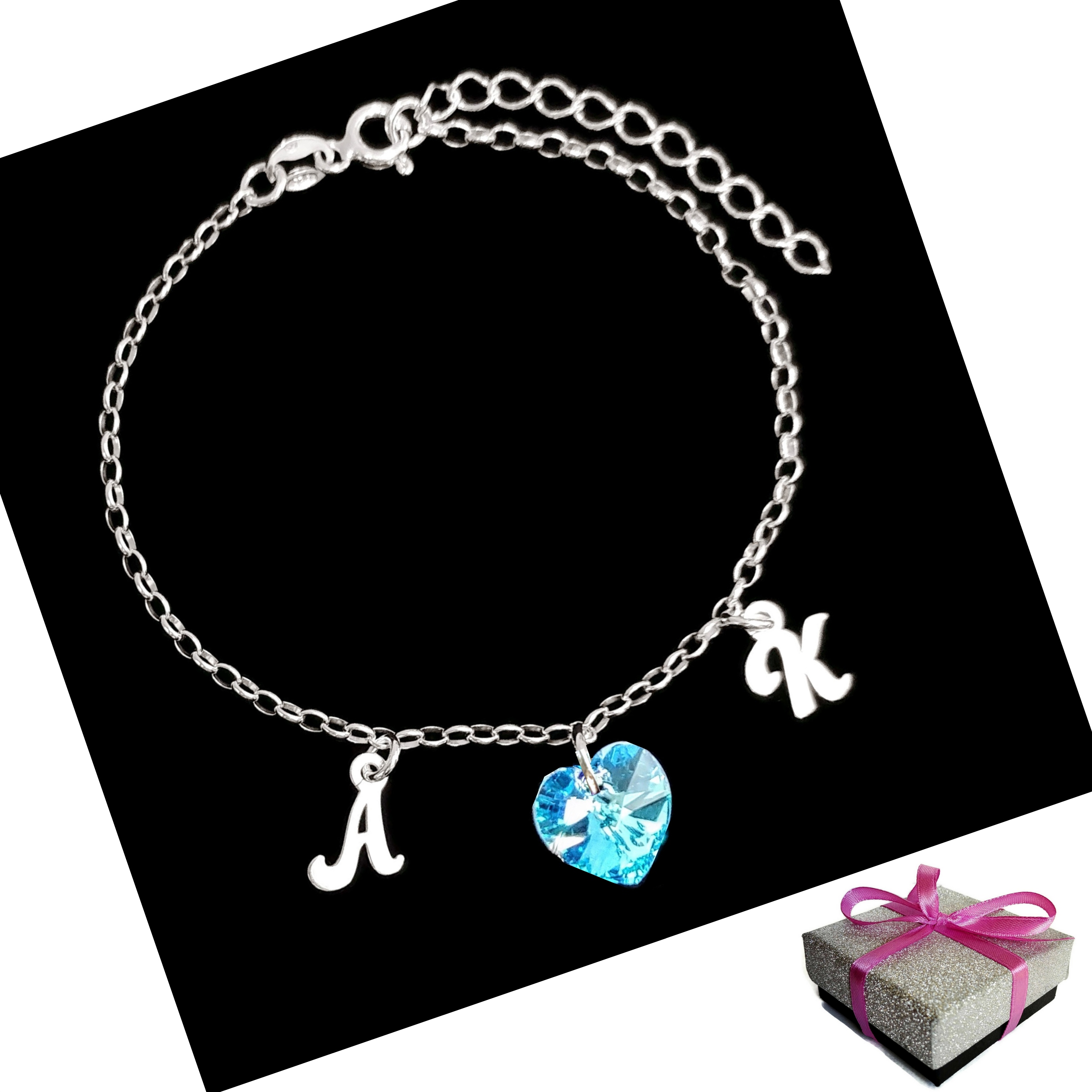 

Srebrna Litera Bransoletka Literka Litery Alfabet