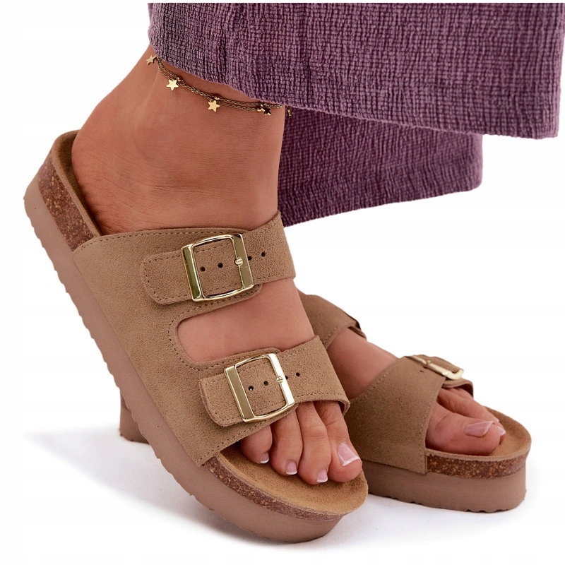Nazouváky Dámské Semišová Kůže Platforma Spony Vinceza 102657 Béžová 39