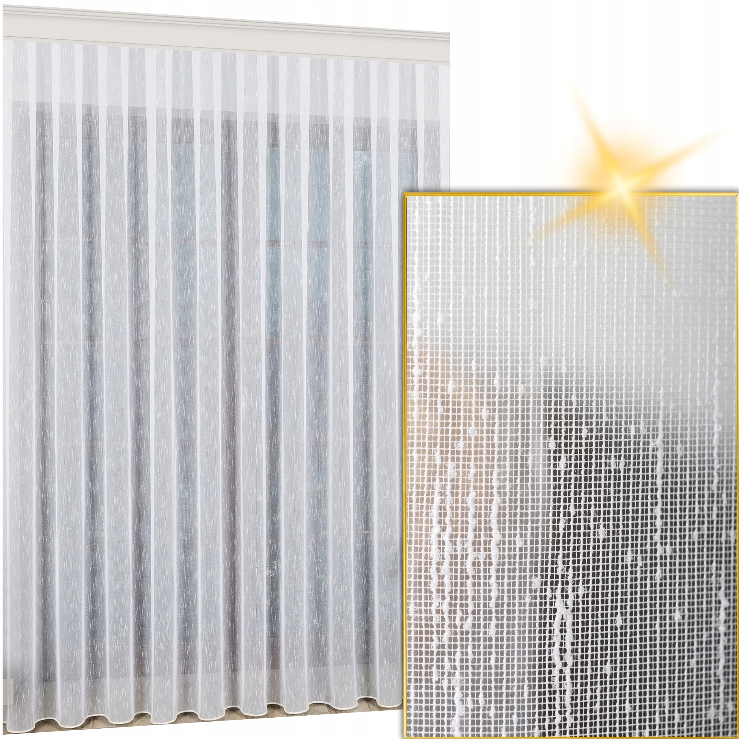 Hotová Záclona Bílá Jemný Déšť Na Pásku S Olovnicí Do Obývacího Pokoje 400 x 240 cm