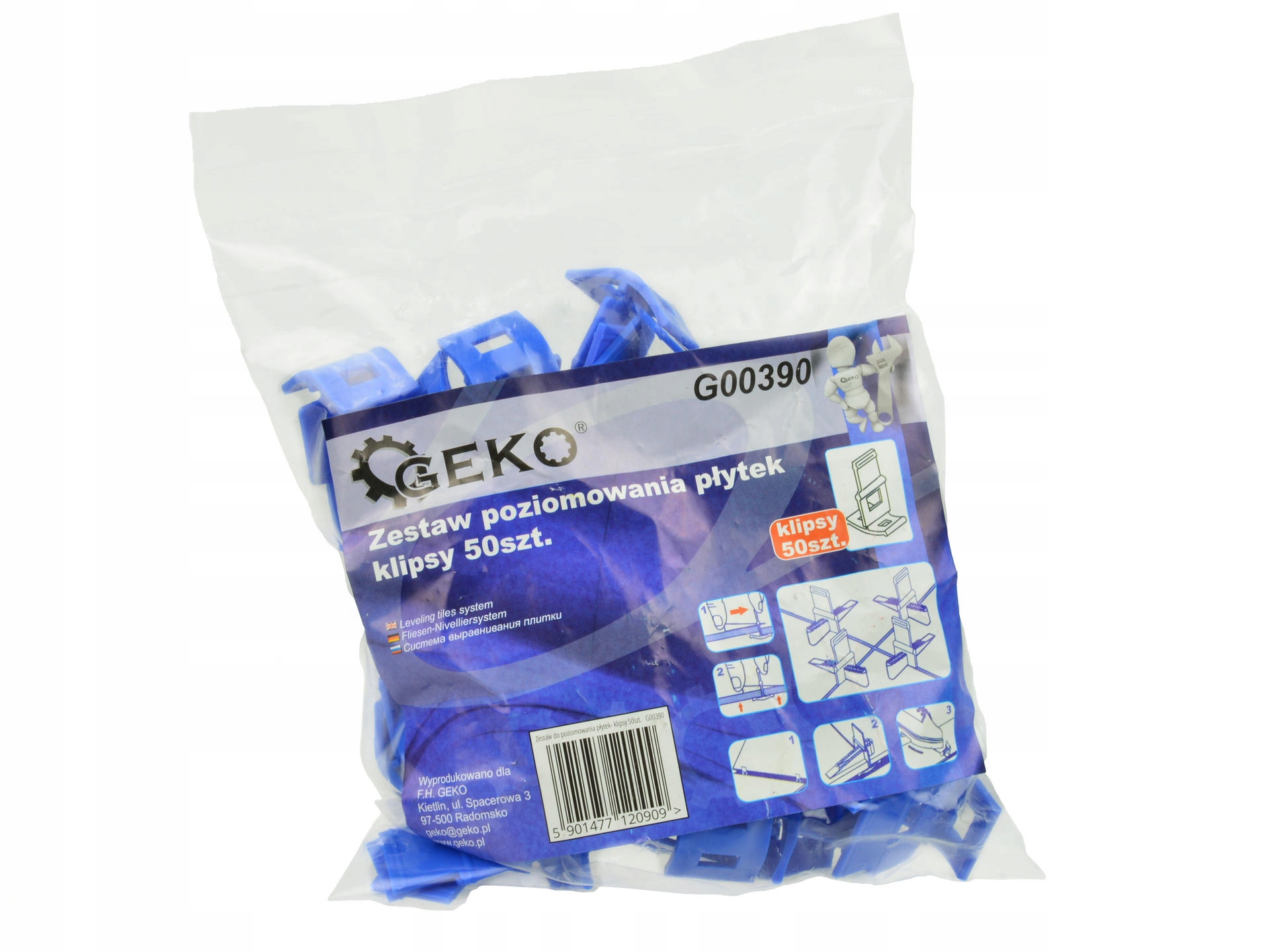 Zestaw do poziomowania płytek- klipsy 50szt.  G00390 — 3