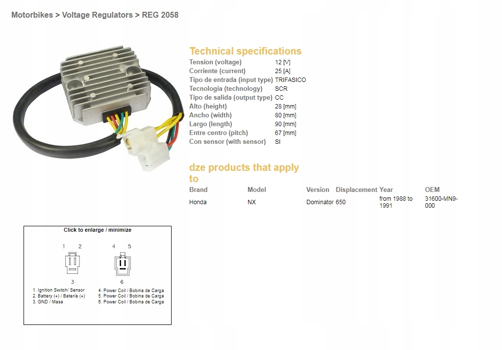 Dze Regulátor Napätia Honda Nx 650 Dominator '88-91 (SH532B) ()