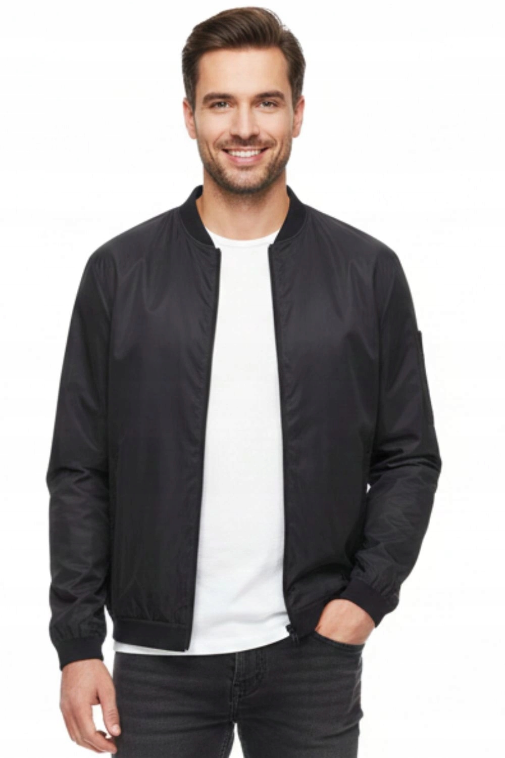 Pánská bunda Armani Jeans černá tenká bomber, lehká a stylová, vel.