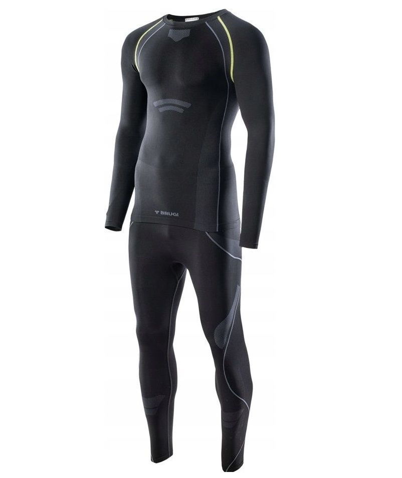 Bielizna termiczna Brugi męska komplet czarny spodnie bluza r. L/XL