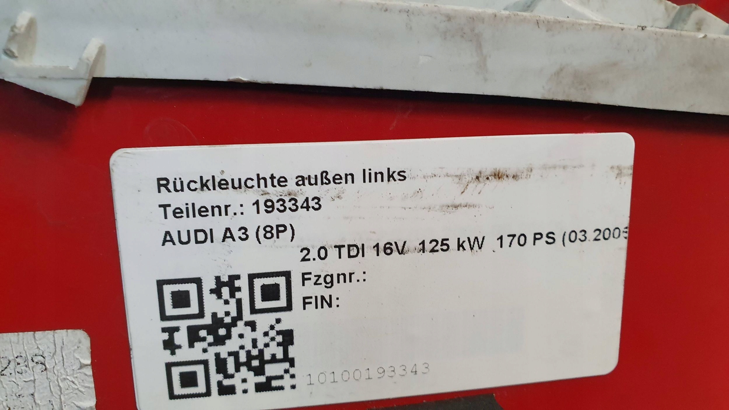 light rear part left AUDI A3 8P 03